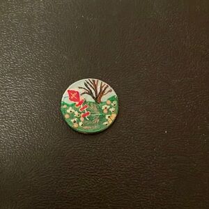 Artistic Coin 1 Cent Penny Original Painted Flower Spring Field Scene w/Kite